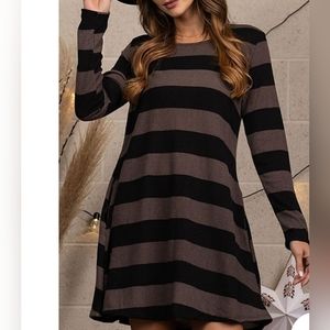 Sweater dress black and brown striped Size Medium, Heimish USA